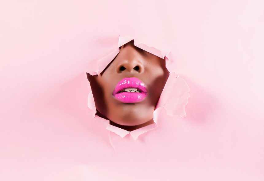 person with pink lips